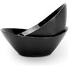LaGlint Set di 2 Grandi Ciotole per Insalata 1,95L, Vetro Opale, Piatti da Servire Leggeri 25,4cm - Adatti a Insalata, Frutta, Cucina, Microonde e Lavastoviglie, Forma Ovale Nero