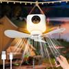 HuaMuDM Ventilatore Da soffitto con illuminazione da campeggio,Ventilatore Campeggio Ricaricabile USB,4 velocità Pale del Staccabili,Timer,Controllabile a distanza,per Picnic,Tende