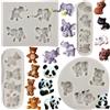 MYPRACS Set di 4 stampi in silicone a forma di elefante, orso, panda, gatto, per cioccolato, caramelle, resina, pasta e zucchero