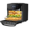 GarveeHome Friggitrice ad aria digitale 18L - Forno mini multifunzione 10 in 1 con rotisserie - Schermo touch - Tecnologia aria calda 360° - Accessori Privo di BPA lavabili in lavastoviglie - 1800W - Nero -