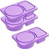 Hoppipola Set di 3 contenitori per snack in silicone con due scomparti a prova di perdite, adatti al microonde e alla lavastoviglie, per conservare gli alimenti organizzati e per i viaggi (viola)