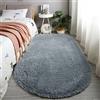 Reyox Tappeto Ovale Moderno Peloso Morbida Soffici Antiscivolo Tappetino a Pelo Lungo per Soggiorno Camera da Letto argento grigio 60 x 120 cm