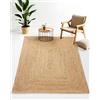 carpetfine Tappeto di Iuta Nele colore naturale Beige 100x150 cm tessuto a mano di iuta | Tappeto naturale stile boho Tappeto rotondo a tessitura piatta per soggiorno, camera da letto e cucina