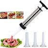 Junbyuhu Macchina Manuale per Salsicce in Acciaio Inossidabile 304, Insaccatrice per Carne, Riempitrice per Salumi, Strumento per Insaccare Salsicce con 3 Imbuto per Salsiccia,per Salsicce Cucina Domestica
