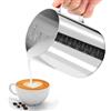 JOPHEK Brocca per latte, in acciaio inox, con misurazione, perfetto per barista, cappuccino, caffè espresso (600 ml)