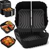 AndCarrotoy Teglia per Friggitrice ad Aria per Philips 2000 Serie 6.2L NA230/00, 3 Pezzi Quadrata Silicone Contenitori Air Fryer Accessori per Cecotec 6L Cestello Riutilizzabile Tappetino Stampi in Silicone