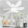 VHV Ventilatore da soffitto intelligente con illuminazione, plafoniera a LED con ventilatore, lampada da soffitto con ventilatore per camera da letto, controllabile tramite app o telecomando [classe