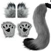 Ulikey Set da vestire coda di lupo di volpe, Orecchie di gatto in finta pelliccia di Halloween Set di costumi per bambini in peluche con coda di lupo e volpe per Halloween, Carnevale