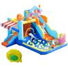 NuvlaGu Castello gonfiabile per bambini con ventilatore, XXL parco acquatico con trampolino, doppio scivolo, fontana e pistole ad acqua, gonfiabile, per esterni da 3 a 8 anni