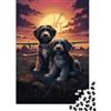 QHVMXCZB Coppia di Cani da Pastore Tramonto Puzzle 1000 Pezzi Materiale Carta Puzzle per Adulti Relax Concentrazione Famiglia Decorazione Regalo 38x26cm/1000pcs