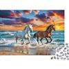 UVTMWVTCUSIQ Puzzle 1000 pezzi Cavalli sul mare adulti carta passatempo tramonto cavalli puzzle decorazione parete 52x38cm/1000pcs