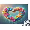 VHJRNXPMZBTL Ghirlanda di Fiori a Cuore Puzzle 1000 Pezzi Carta Puzzle per Adulti Fiori Colorati Decorazione Puzzle per Famiglia Relax Regalo 70x50cm/1000pcs