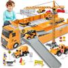 deAO Set di camion di costruzione Camion Gru Escavatore Betoniera Bulldozer