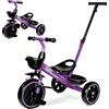 KRIDDO 2-in-1 Triciclo per Bambini da 18 Mesi a 5 Anni, Maniglione Estensibile per una Spinta Senza Sforzo, Triciclo Regalo per Bambini da 3 a 5 Anni con Pedana Frontale Pieghevole, Viola