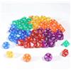 Brunexis Set di 60 Dadi a 10 Facce in Acrilico Trasparente - 6 Colori (Rosso, Viola, Arancione, Verde, Giallo, Blu), Dadi Poliedrici da 22 mm per Giochi di Ruolo, Matematica e Attività Ludiche