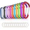 CampTek 12 moschettoni multicolore, 7,6 cm, in alluminio, a forma di anello a D, con 6 ganci portachiavi