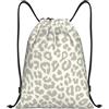 RRhgipp Zaino con coulisse leopardato marrone con coulisse borsa sportiva da palestra tasca resistente all'acqua borsa da donna uomo scuola, Nero , S, Classico
