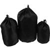 JEWEDECO Set 3 Sacchi Compressione per Giacche in Piumino Nero, Realizzati Oxford 600d Resistenti allo Strappo, Impermeabili Coulisse per Trekking e Backpacking