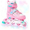 Nattork Pattini in linea per bambini e bambine, con lame rosa ciano, per bambini dai 4 ai 5 ai 7 anni, regolabili e illuminati, per sport al chiuso e all'aperto, regalo di compleanno per figlia e