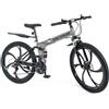THUNDER Mountain bike pieghevole da 26 pollici, MTB pieghevole con cambio Shimano a 21 marce, sospensione integrale, freni a disco meccanici, telaio in acciaio, per adulti e adolescenti (GRIGIO)