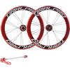 KUNYOS 406 451 Set di Ruote Leggere Bici Pieghevole BMX Kit Bici Senza Pedali Freno A Disco da 20 Pollici Sgancio Rapido Cerchi in Alluminio da 40 Mm Cassetta 8 9 10 11 velocità,Rosso,405