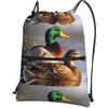 YYHHAOFA Mallard Duck - Zaino con coulisse e cerniera, leggero, impermeabile, con tasca frontale, per viaggi, sport e yoga