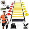 ZeiLaBang Kakadi Accessori per allenamento da calcio, scala di coordinazione, set di allenamento con 12 coni, 4 pali, set di allenamento per calcio, agility speed ladder, calcio kick trainer