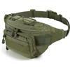 Lempefe Marsupio tattico, marsupio militare con toppa americana, cintura in vita, marsupio per attività all'aperto, pesca, escursionismo, verde militare (4 tasche con cerniera), marsupio tattico