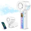 Carehabi Ventilatore Portatile con Nebulizzatore, Mini Ventilatore USB Ricaricabile 3000mAh, Display LED, 1-100 Velocità 16000 RPM, Pieghevole 115 Gradi con Cordino da Collo per Viaggio Ufficio