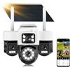 Abiso 4G LTE - Telecamera di sorveglianza solare con scheda Sim,4 obiettivi, AOV 24/7,4K HD Telecamera esterna senza fili inclinabile a 355°/90°, Solare fotocamera+Batteria, visione notturna, rilevamento