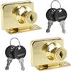 UFURMATE Serratura in vetro, 2 pezzi, in lega di zinco, doppia porta in vetro, doppia chiusura con la stessa chiave, doppia serratura aperta per porta in vetro spessa 5-8 mm (oro lucido)