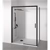 BELLOBATH - Box doccia angolare 1 scorrevole + 2 fissi - Vetro Anticalcare - Nero - Larghezza Adattabile 155-160x77-80 - Porta Destra