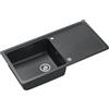 QUADRON NEAL 146 Lavello in granito per cucina, dimensioni: 100 x 50 x 21,5 cm, nero, lavello da cucina a vasca singola Set: lavello in granito + sifone manuale + tappo di copertura