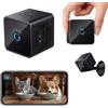 Gilool Mini Telecamera WiFi Interno Esterno, Videocamera Sorveglianza 1080P HD Senza Fili, Batteria Lunga Durata, Visione Notturna, Rilevamento Movimento e App, Microcamera per Casa Bambini e Animali, Nero