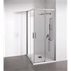 BELLOBATH - Box doccia angolare 2 ante scorrevoli + 2 fisse - Vetro temperato - Argento - Larghezza adattabile 72-74 x 87-89 cm - Alto 195 cm