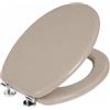 Virtime Tavoletta WC Universale in MDF Effetto Legno con Coperchio, Cerniere in Metallo Cromato, Sedile Water Elegante e Resistente, 34 x 42 x 4 cm, (Tortora)