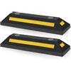 Hebitod Set di 2 fermi ruota 54 x 15 x 10 cm, limitatori di parcheggio con strisce riflettenti, fermaporta parcheggio per garage e parcheggio, robusta protezione in gomma per tettoia e parcheggi