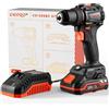 Dnipro-M Trapano Avvitatore a Batteria 20V Brushless, 50 Nm, Mandrino in Metallo 13 mm, 2 Velocità, Batteria 2Ah e Caricabatterie Inclusi, Kickback Control. CD-200BC KIT