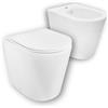 CERAMASHOP Sanitari bagno filo muro bianco lucido - Set sanitari con coprivaso soft close Genziana