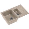 QUADRON lavello a doppia vasca Lavello da cucina | dimensioni 78 x 50 x 20 cm, Beige E Acciaio | PETER 156 granito Lavello in granito | lavello a doppia vasca Cucina | base da: 60 cm