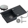 myQ Seul 11 myGranit - Lavello singolo in granito, 770 x 440 x 175 mm, armadio a partire da 50 cm (nero)