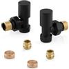 Inbagno Kit valvole termoarredo in acciaio nero, COMPLETO di raccordi per tubi in rame da 12 mm, attacchi universali G ½"
