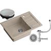 myQ Seul 16 myGranit - Lavello singolo in granito, 620 x 440 x 175 mm, armadio a partire da 50 cm (beige)