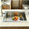JUNFUNNLE Lavello da cucina in acciaio inox, grande lavello da incasso, 1 lavello da incasso, lavello da cucina con griglia in acciaio inox, griglia di sgocciolamento, scarico e kit troppopieno