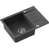 QUADRON Lavello da cucina in granito | dimensioni 44 x 60 x 18,5 cm, nero e acciaio | Lavello JOHNNY 116 in granito Lavello a vasca singola | Lavello da incasso con foro per rubinetto