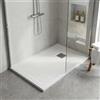 HDcasa Piatto Doccia MALAGA in Marmoresina Bianco 80x80x4 cm Quadrato con Griglia Inox e Piletta Inclusa - Effetto Pietra, Ultrasottile, Resistente e Facile da Pulire