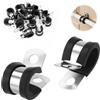 mawmuaw 25 Pezzi Fascette Stringitubo con Inserto di Gomma 20 mm Morsetto a P per Tubo Flessibile in Acciaio Inox 304 Clip a P Rivestite in Gomma Fascette Fermatubo P-Clips Staffa per Tubi Cavi