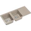 myQ BERLIN 121 Lavello in granito per cucina, dimensioni: 116 x 50 x 20,5 cm, colore: beige, lavello da cucina a vasca singola, lavello da cucina a 2 vasche, lavello a 2 vasche con sifone manuale