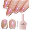 Imtiti Aurora Smalto per occhi di gatto, smalto per unghie rosa nudo perlato olografico glitterato magnetico UV Soak Off (0.34 Fl Oz-995)