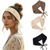 Tupenofif Fascia per capelli donna, set da 3 fasce per testa all'uncinetto boho vintage, elastica, fazzoletto bandana da annodare